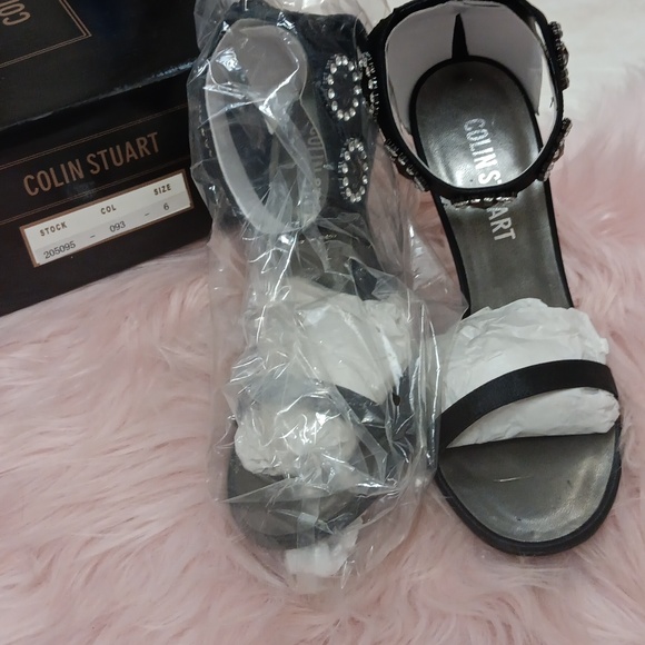 Brand New COLIN STUART ANKLE WRAP RHINESTONE STUDDED HEELS- 6 - Picture 2 of 8
